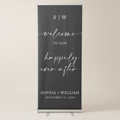 Welcome To Our Happily Ever After Wedding Photo Retractable Banner