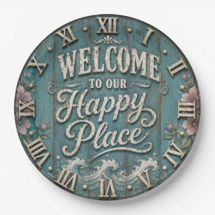 Welcome to Our Happy Place Coastal Farmhouse Paper Plates