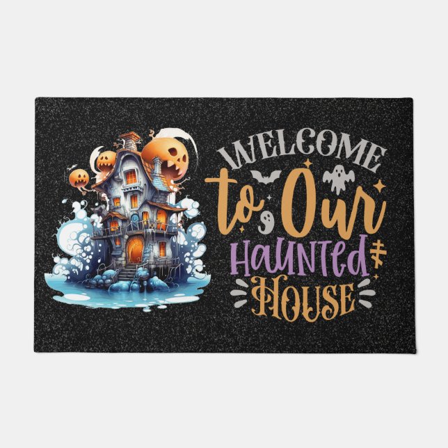 Welcome to our haunted house doormat (Front)