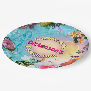 Welcome to our Hawaiian Luau (customizable) Paper Plates