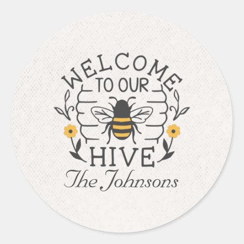 Welcome to Our Hive Honey Bee Spring Housewarming Classic Round Sticker