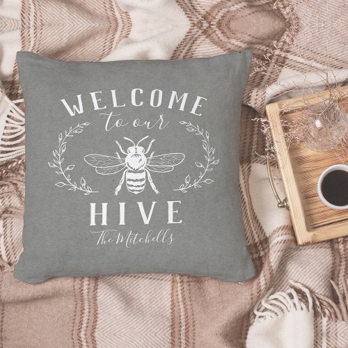 Welcome to Our Hive Personalized Throw Pillow