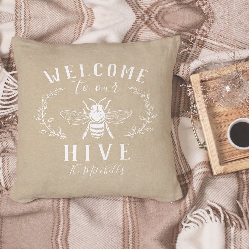 Welcome to Our Hive Personalized Throw Pillow