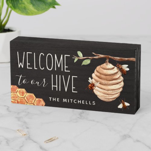 Welcome to Our Hive Personalized Wooden Box Sign