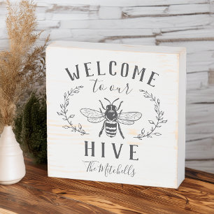 Welcome to Our Hive Personalized Wooden Box Sign