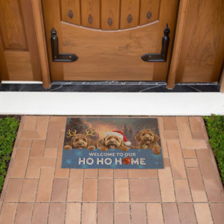 Welcome to Our Ho Ho Home Goldendoodle Fiber Doormat