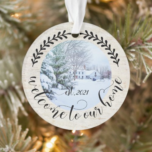 Welcome to Our Home 2 Photo Farmhouse Style   Ornament