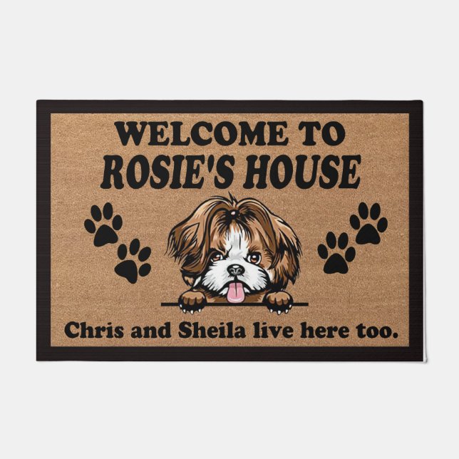 Welcome To Our Home Custom Dog Name Doormat (Front)
