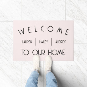 "Welcome to our home" Custom Roommate Names Doormat