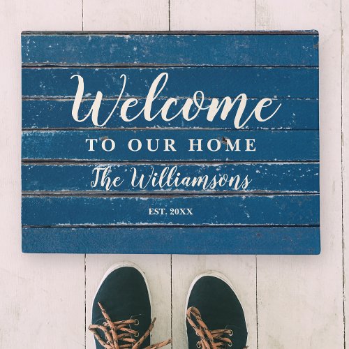 Welcome to Our Home Custom Vintage Weathered Wood Doormat