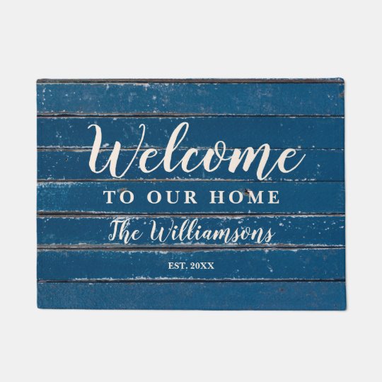 Welcome To Our Home Custom Vintage Weathered Wood Doormat Zazzle Com