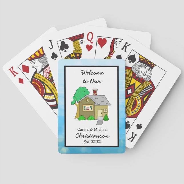 Welcome to our Home Cute Lil House Blue Poker Cards (Back)