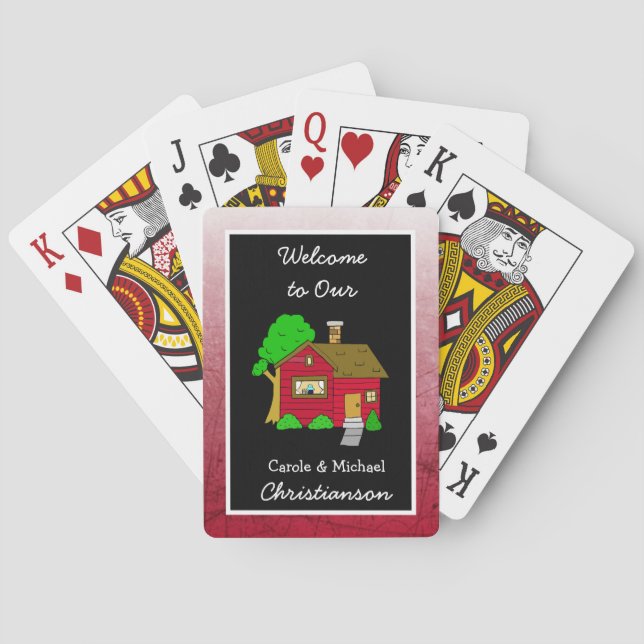 Welcome to our Home Cute Lil House Burgundy Poker Cards (Back)