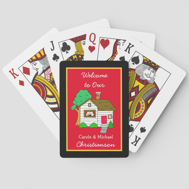 Welcome to our Home Cute Lil House Red Poker Cards (Back)