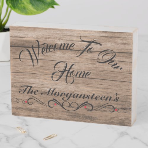 Welcome To Our Home DIY 4 Hook Key Holder V2 Wooden Box Sign