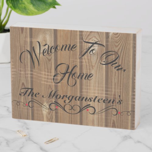 Welcome To Our Home DIY 4 Hook Key Holder V3 Wooden Box Sign