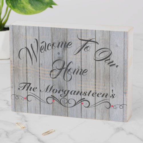 Welcome To Our Home DIY 4 Hook Key Holder V4 Wooden Box Sign