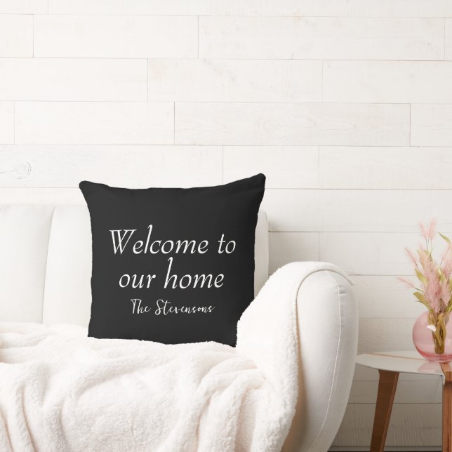 Welcome to Our Home Family Name Throw Pillow (Couch)