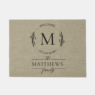Welcome to Our Home Farmhouse Style Family Name Doormat