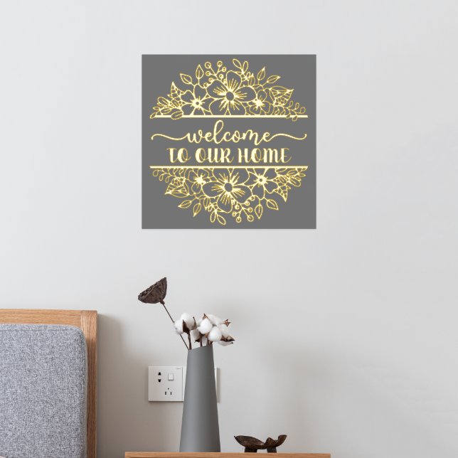 Welcome To Our Home Gold Foil Prints (In Situ (Bedroom 2))