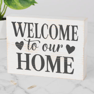 Welcome to Our Home Heart Accent Wooden Box Sign