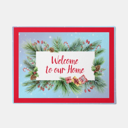 Welcome To Our Home Holiday Botanicals Doormat