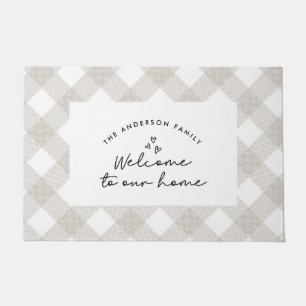 Welcome to our home modern script natural buffalo doormat