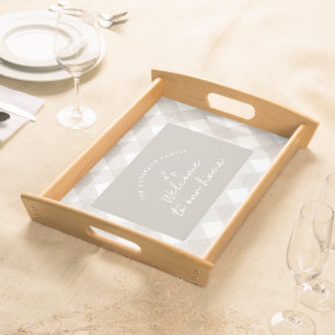 Welcome to our home modern script natural buffalo serving tray