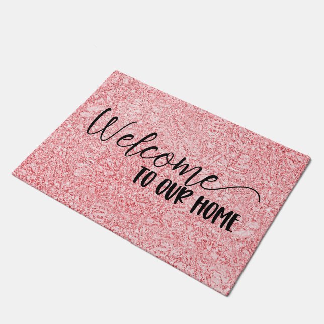 Welcome To Our Home | Rose Pink  Doormat (Angled)