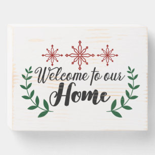 Welcome To Our Home Snowflakes Christmas Wooden Box Sign