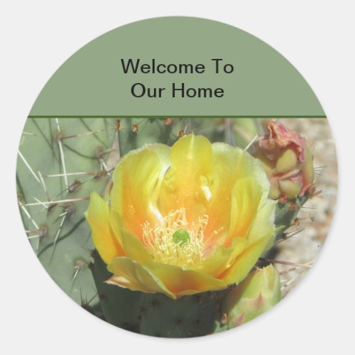 Welcome To Our Home Southwest Cactus Flower Guest Classic Round Sticker