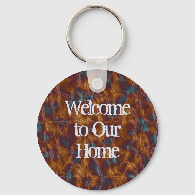 Welcome to Our Home Vacation Rental Guest Key Keychain (Front)