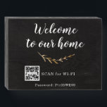Welcome to our home wifi password elegant QR code Wooden Box Sign<br><div class="desc">Make your guests feeling special! This wood sign can be personalized with your quote and wifi password. Use it to welcome your friends or even for your bed and breakfast. It features a rustic chic design of gorgeous lemons.</div>