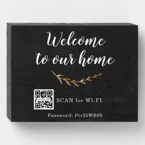 Welcome to our home wifi password elegant QR code Wooden Box Sign
