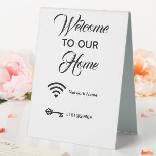 Welcome to our home wifi password elegant table tent