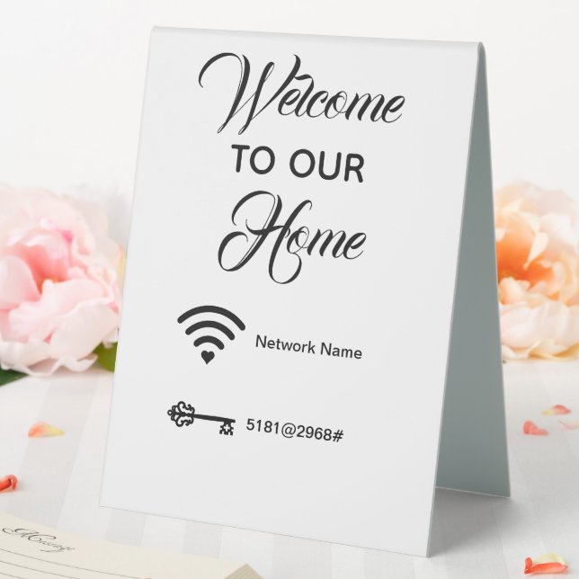 Welcome to our home wifi password elegant table tent (In SItu (Wedding))