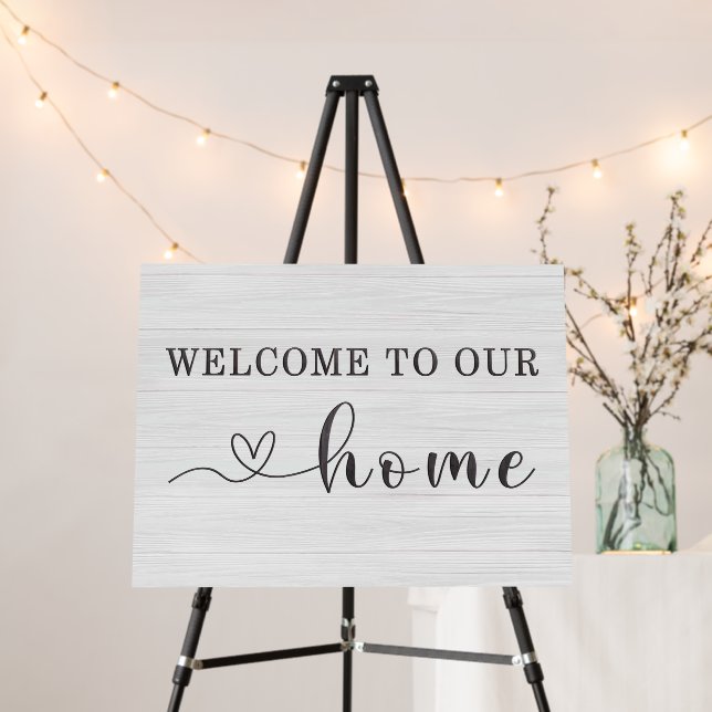 Welcome to our home wood sign (In Situ (Stand))