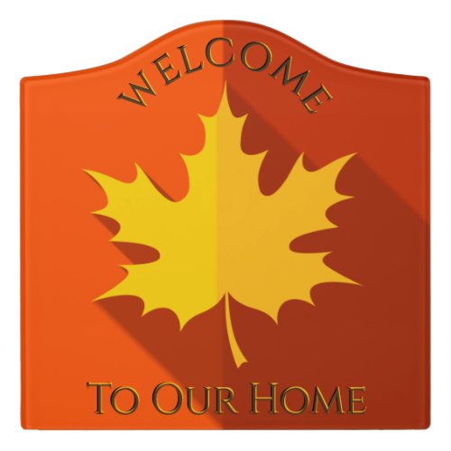 Welcome to our home Yellow Maple Leaf Door Sign