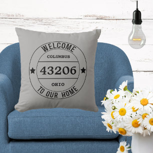 Welcome to Our Home Zip Code  Throw Pillow