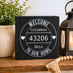 Welcome to Our Home Zip Code Wooden Box Sign
