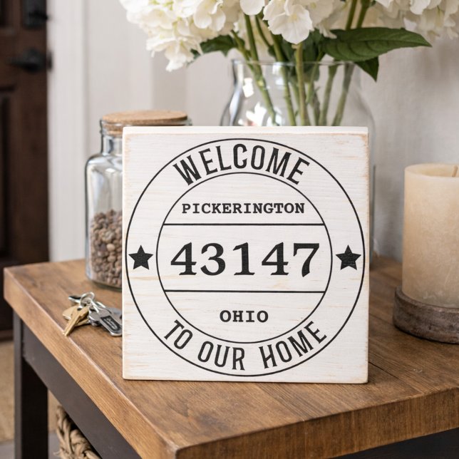 Welcome to Our Home Zip Code  Wooden Box Sign (Creator Uploaded)