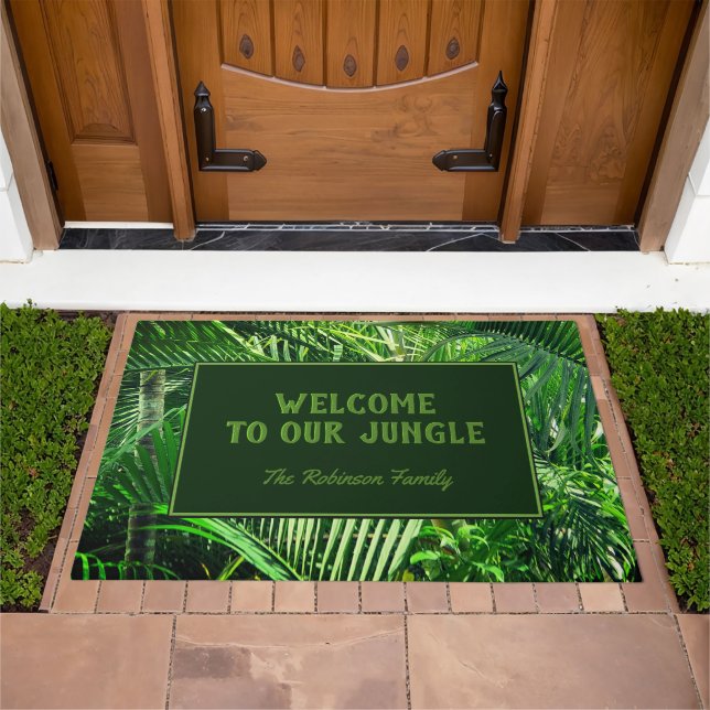 Welcome to our Jungle (customizable)  Doormat (Outdoor)