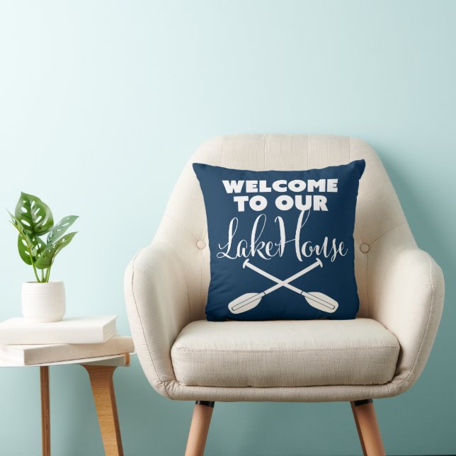 Welcome to Our Lake House | At the Lake House Throw Pillow (Chair)