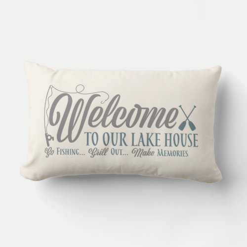 Welcome to Our Lake House Lumbar Pillow