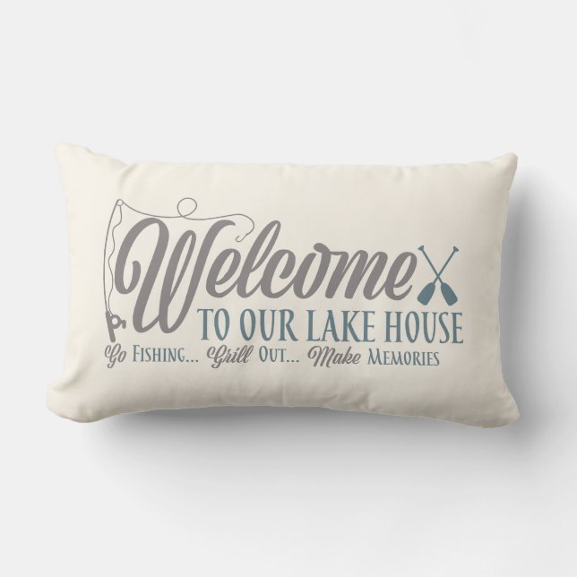 Welcome to Our Lake House Lumbar Pillow (Front)