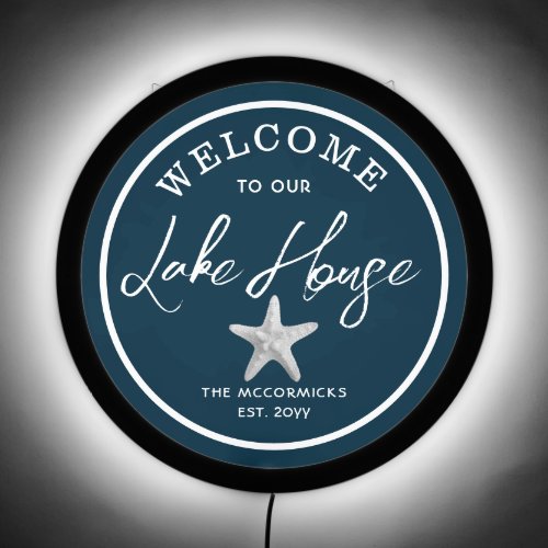 Welcome To Our Lake House Monogram LED Sign