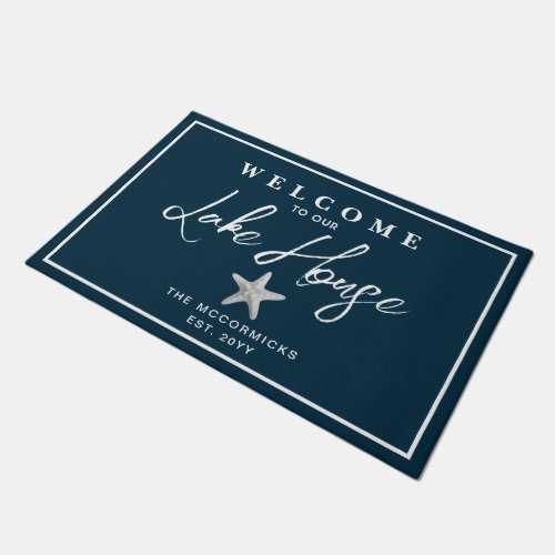 Welcome To Our Lake House Nautical Family Monogram Doormat