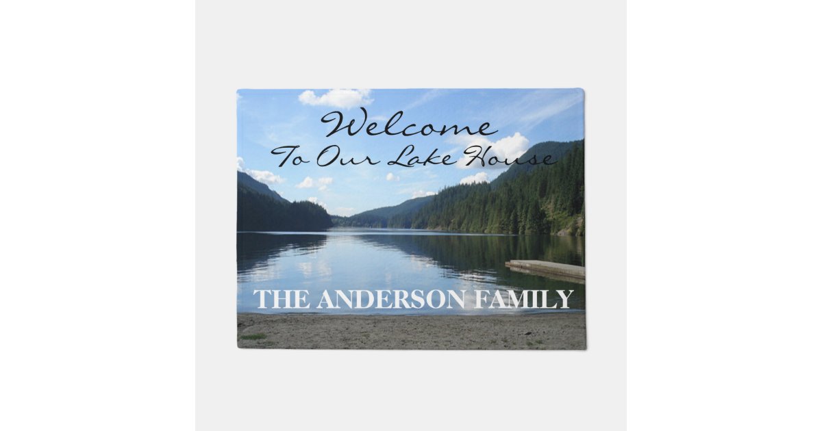 Welcome To Our Lake House Personalized Door Mat Zazzle Com