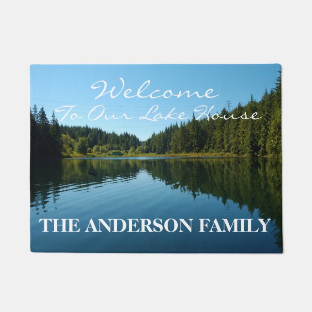 Welcome To Our Lake House Personalized Door Mat (Front)