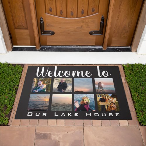 Welcome to Our Lake House Typography Photos Doormat